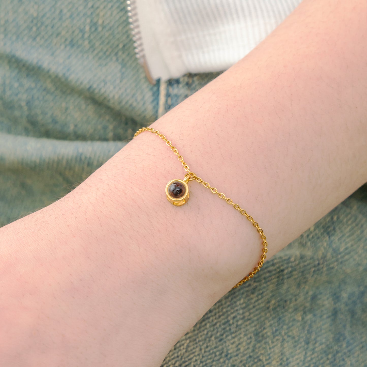 JSJOY Custom Picture Projection Bracelet Personalized Wedding Minimalist Photo Bracelet Anniversary Promise Delicate Jewelry Gift for Girlfriend