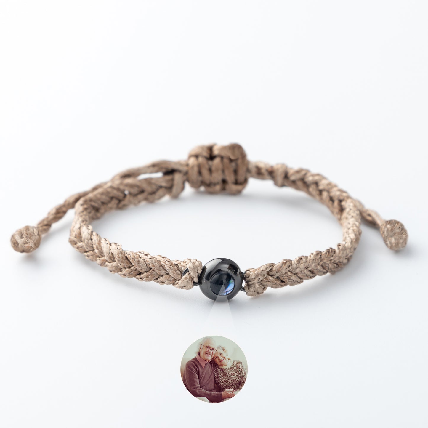 JSJOY Custom Photo Projection Charm Bracelet Personalized Delicate Minimalist Braided Rope Bracelet Anniversary Memorial Gift For Her Him
