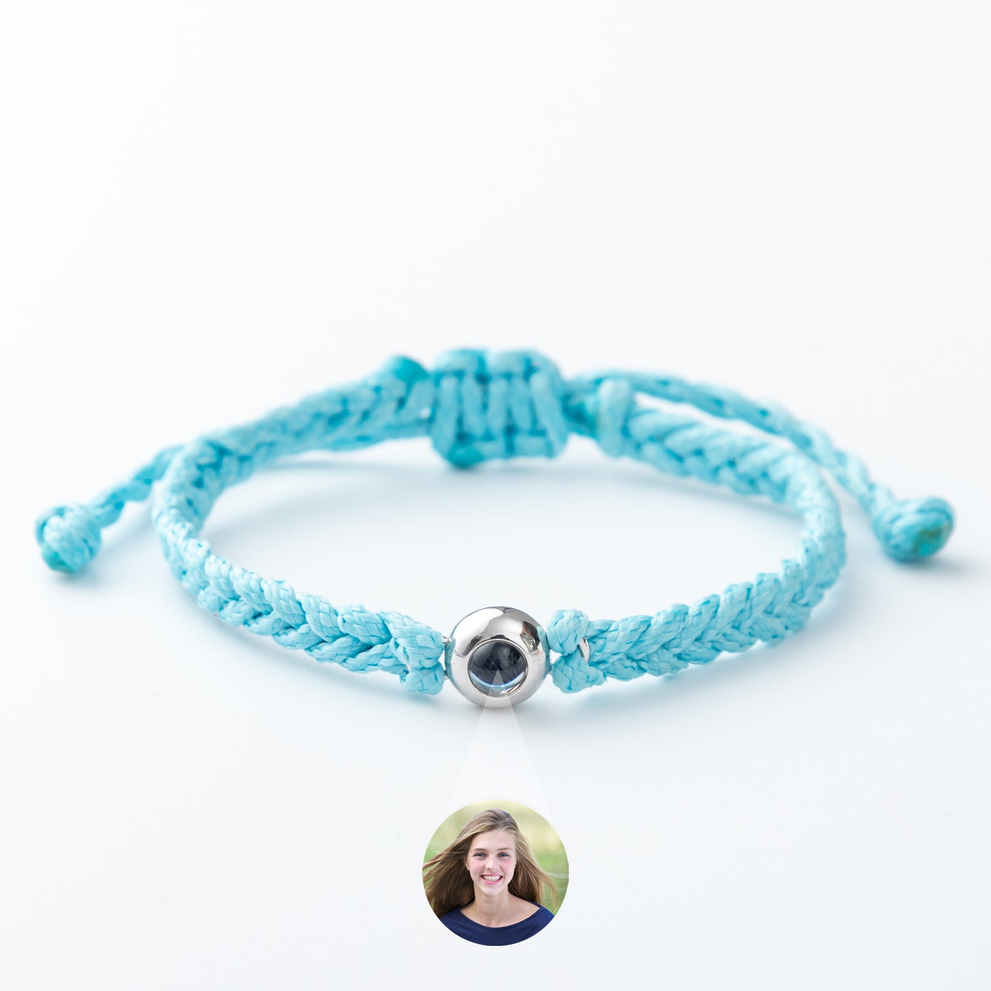 JSJOY Custom Photo Projection Charm Bracelet Personalized Delicate Minimalist Braided Rope Bracelet Anniversary Memorial Gift For Her Him