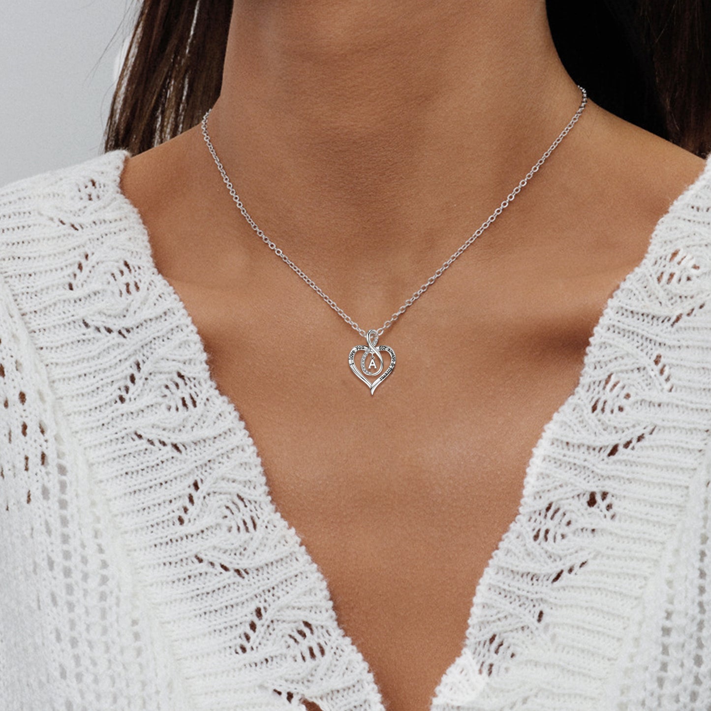 JSJOY Infinity Heart Necklace Gifts for Women Teen Girls I Love You Heart Pendant Initial Necklaces Anniversary Wedding Jewelry for My Baby Girlfriend