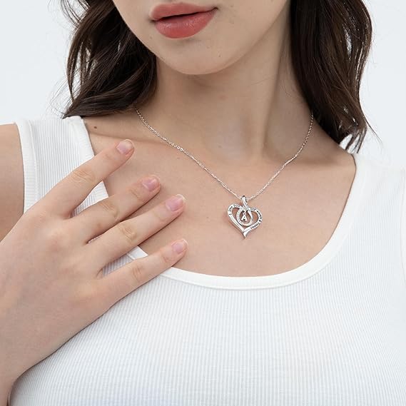 JSJOY Infinity Heart Necklace Gifts for Women Teen Girls I Love You Heart Pendant Initial Necklaces Anniversary Wedding Jewelry for My Baby Girlfriend