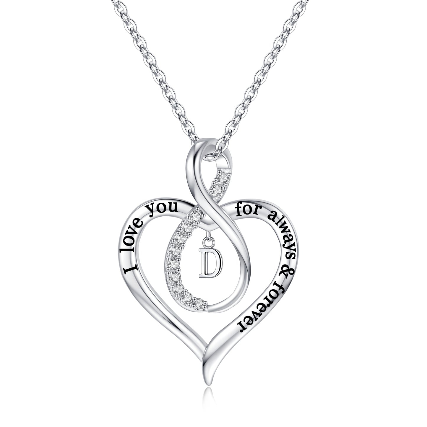 JSJOY Infinity Heart Necklace Gifts for Women Teen Girls I Love You Heart Pendant Initial Necklaces Anniversary Wedding Jewelry for My Baby Girlfriend