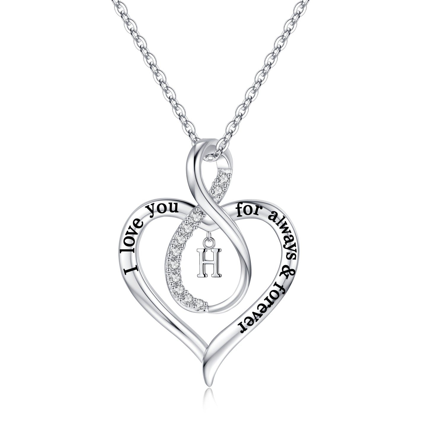 JSJOY Infinity Heart Necklace Gifts for Women Teen Girls I Love You Heart Pendant Initial Necklaces Anniversary Wedding Jewelry for My Baby Girlfriend