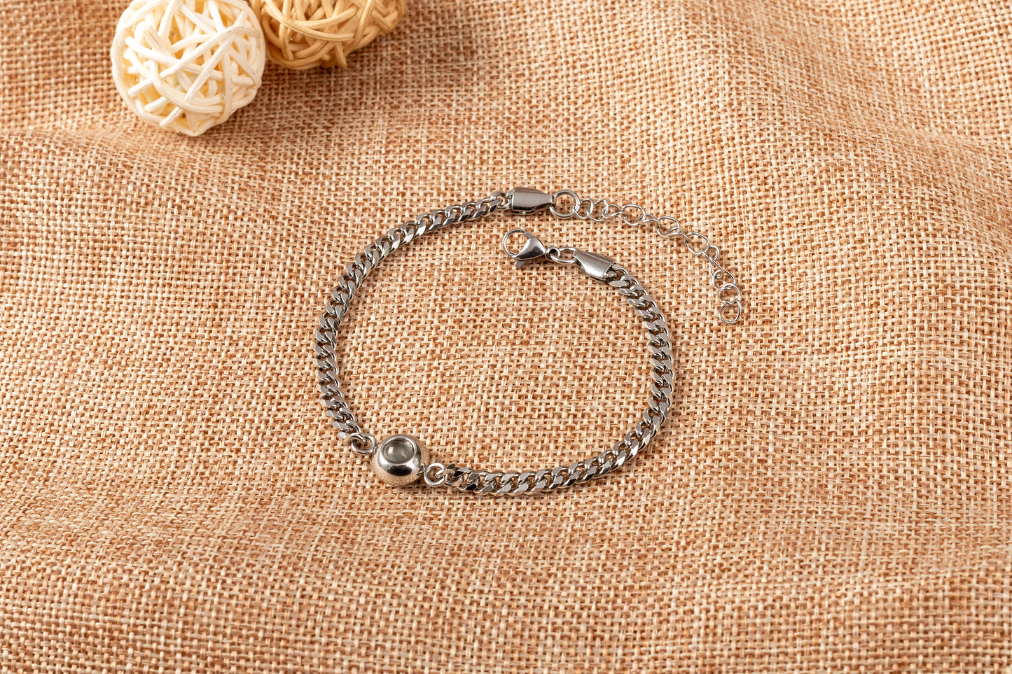 JSJOY Custom Projection Photo Charm Bracelet Personalized Wedding Anniversary Promise Gift for Him Her Memorial Picture Jewelry Couple Bracelets