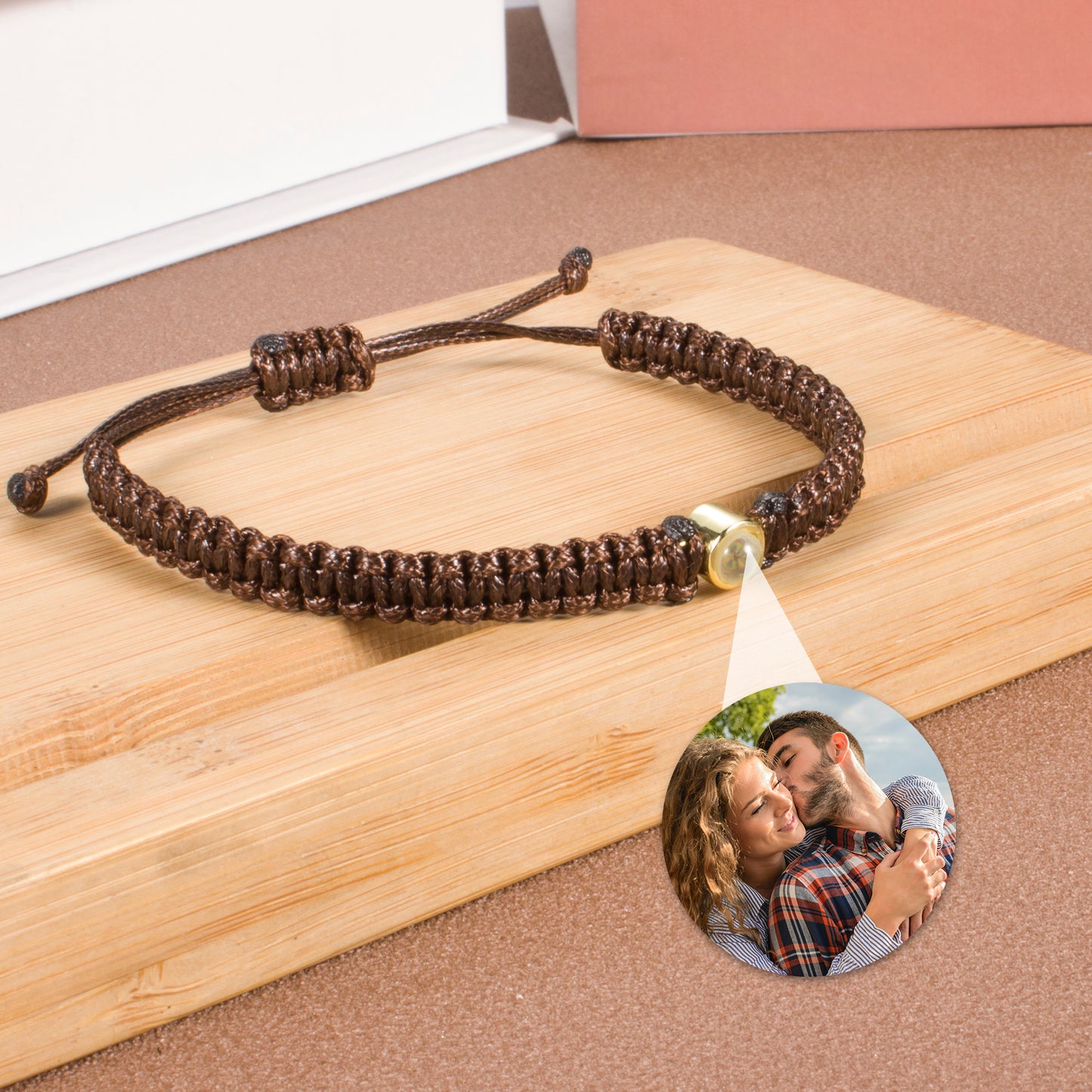 Personalized Photo Projection Charm Bracelet Friendship Picture Projection Braided Rope Bracelets Minimalism Handmade Jewelry for Friend