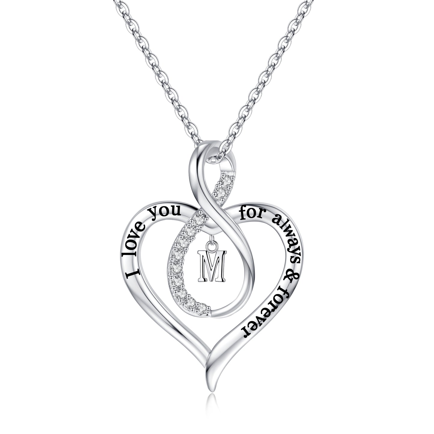JSJOY Infinity Heart Necklace Gifts for Women Teen Girls I Love You Heart Pendant Initial Necklaces Anniversary Wedding Jewelry for My Baby Girlfriend