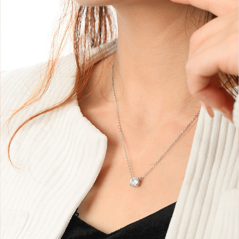 Silver Necklace For Women Cubic Zirconia Necklaces Crystal Pendants Womens Jewelry Mother Day Birthday Gift For Her