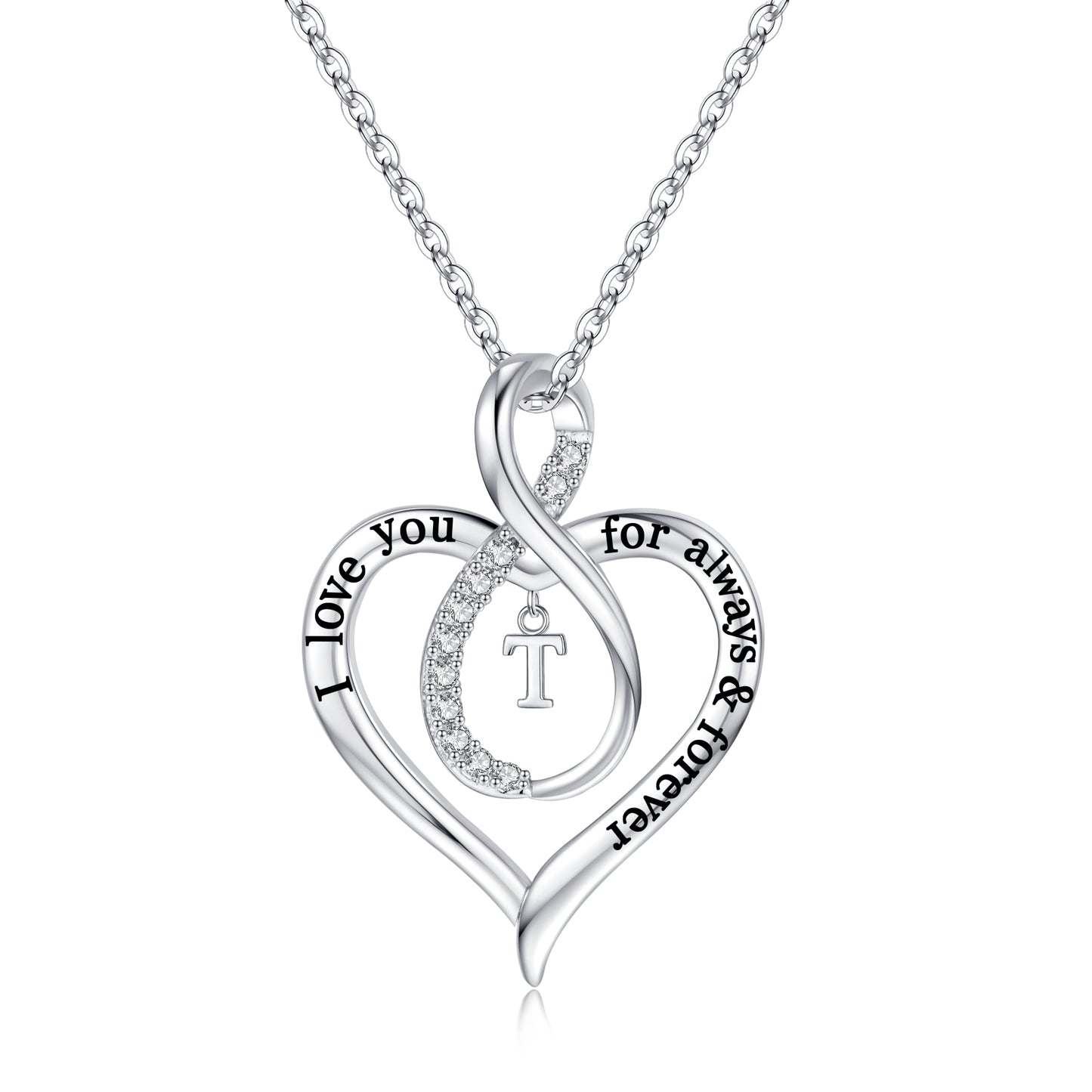 JSJOY Infinity Heart Necklace Gifts for Women Teen Girls I Love You Heart Pendant Initial Necklaces Anniversary Wedding Jewelry for My Baby Girlfriend