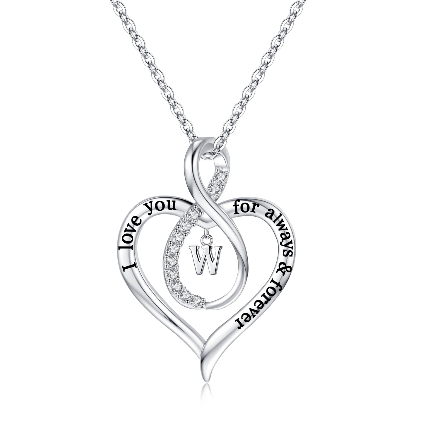 JSJOY Infinity Heart Necklace Gifts for Women Teen Girls I Love You Heart Pendant Initial Necklaces Anniversary Wedding Jewelry for My Baby Girlfriend