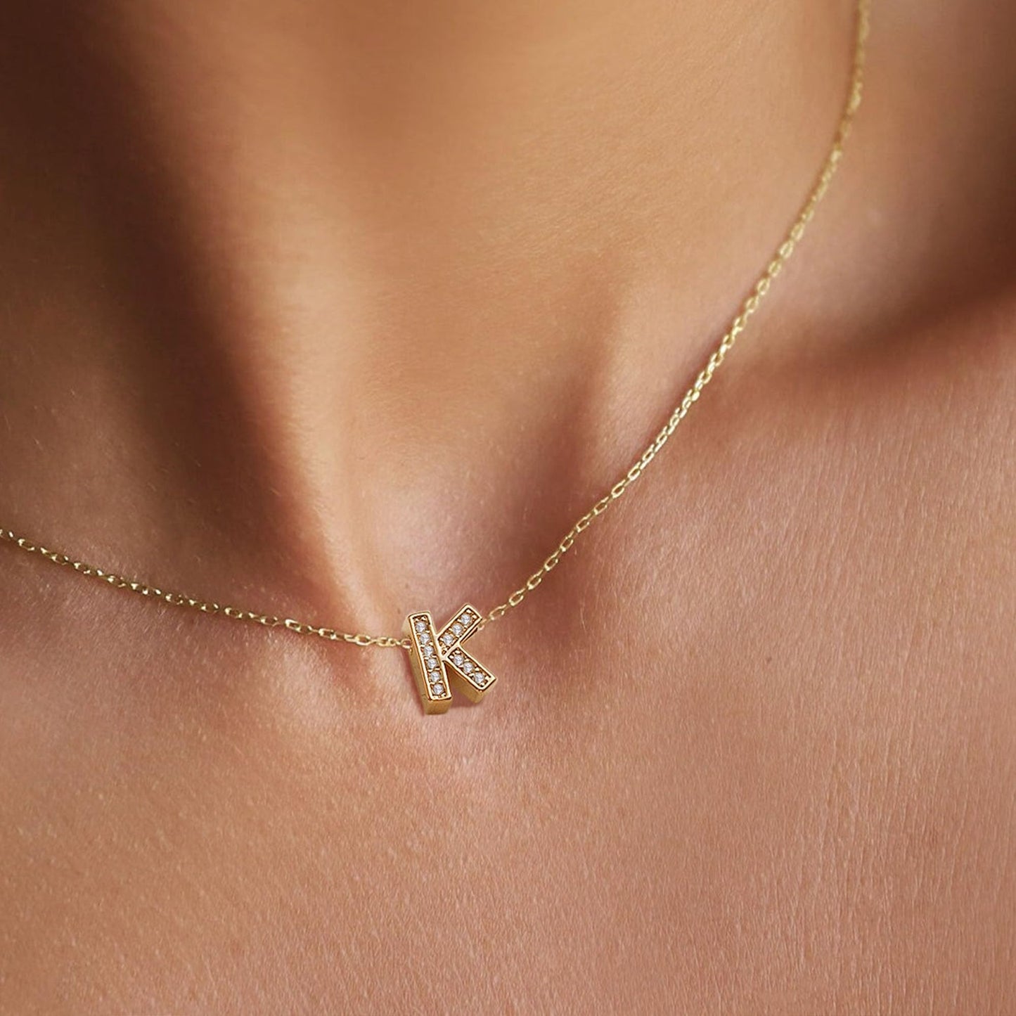 JSJOY Gold Diamond Initial Necklaces for Women Girls, Tiny Initial Necklace Letter A-Z Pendant Choker Cubic Zirconia Necklaces Diamond Necklace Crystal Pendant Jewelry for Teen Girls