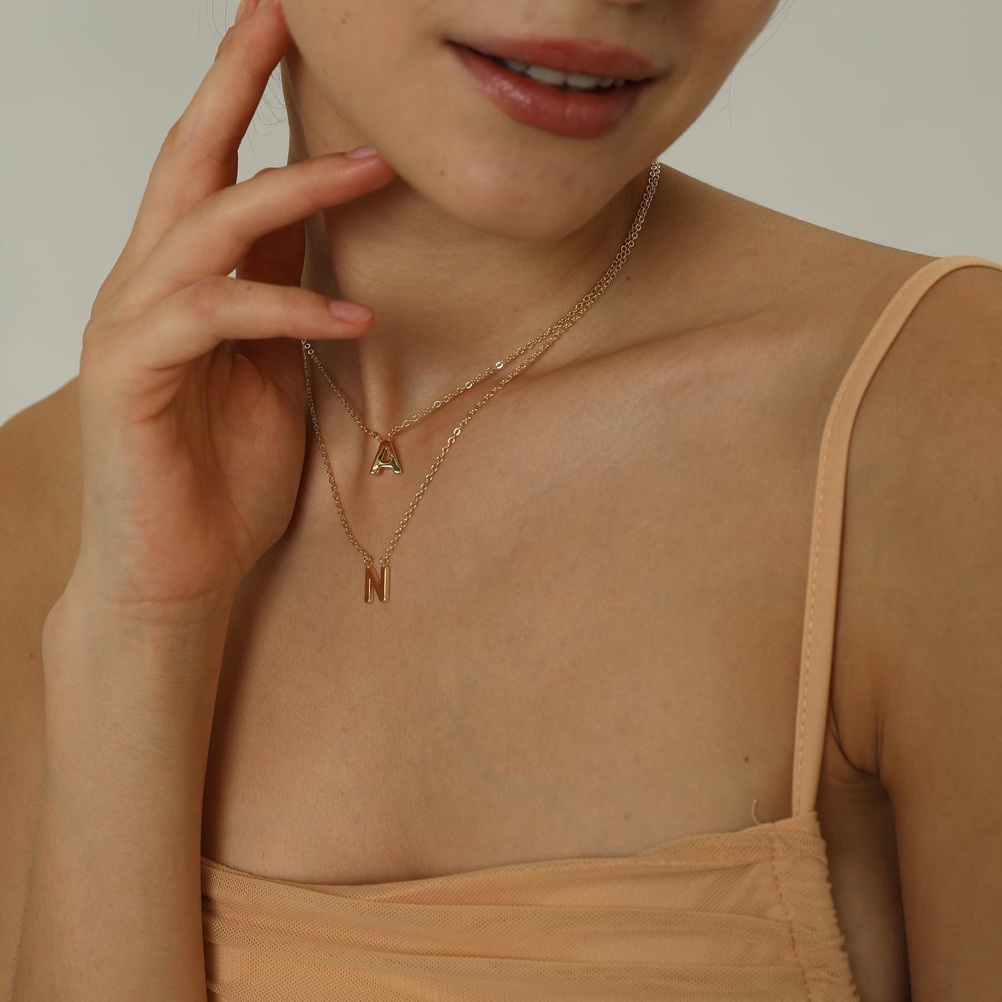 JSJOY Initial Necklaces for Women, Dainty Gold Letter Necklace 14k Gold Plated Personalized Initial Pendant Necklace Cute Letter Name Choker Necklaces for Teen Girls Jewelry