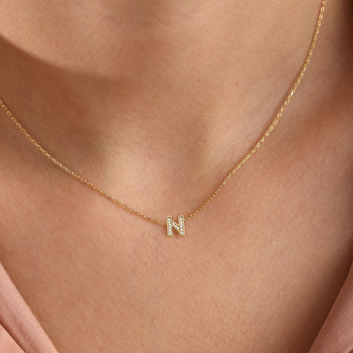 JSJOY Gold Diamond Initial Necklaces for Women Girls, Tiny Initial Necklace Letter A-Z Pendant Choker Cubic Zirconia Necklaces Diamond Necklace Crystal Pendant Jewelry for Teen Girls