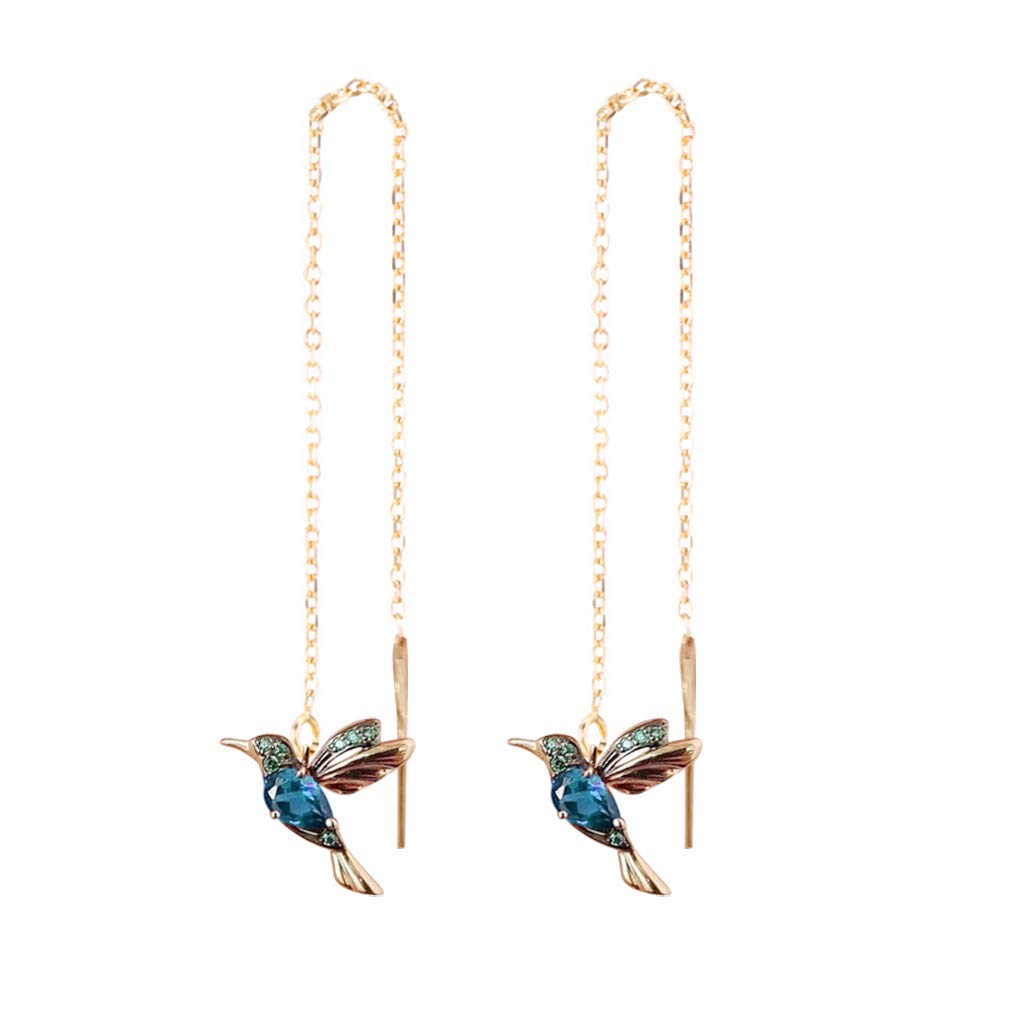 Hummingbird Earrings Rhinestone Chain Tassel Earring Lady Earchain Jewelry Fashionable Earrings Dangling Women Girls Valentine's Day Birthday Gifts