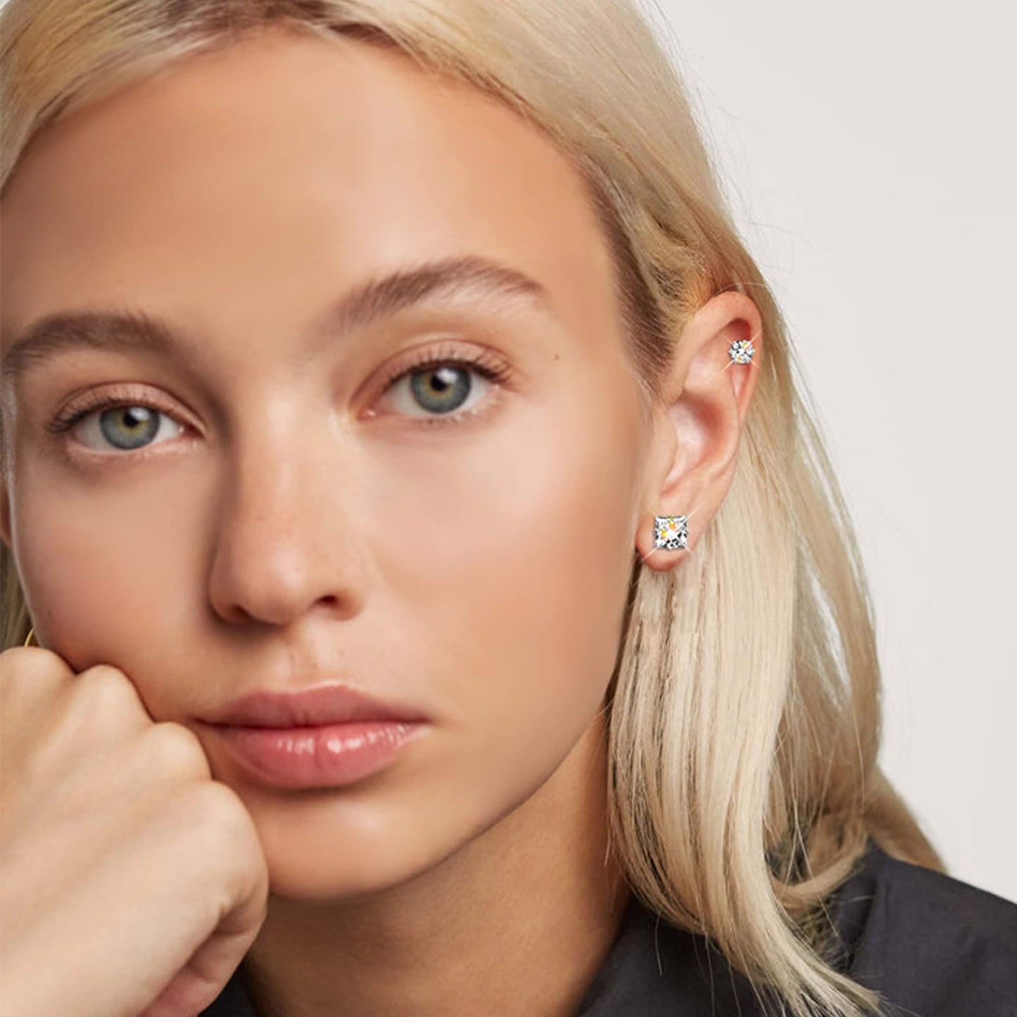 12 Pairs Stainless Steel Stud Earrings For Women Men Girls Hypoallergenic Silver Earrings Sets For Women Multipack Cubic Zirconia Earrings Studs (3-8 MM)Holiday gifts