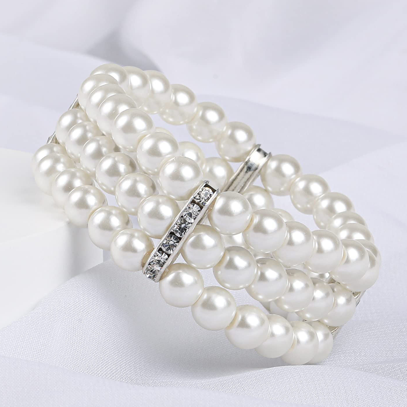 3-layer pearl bracelet 1920s Flapper Imitation Pearl Bracelet Great Gatsby Roaring 20s Accessories Jewelry Set