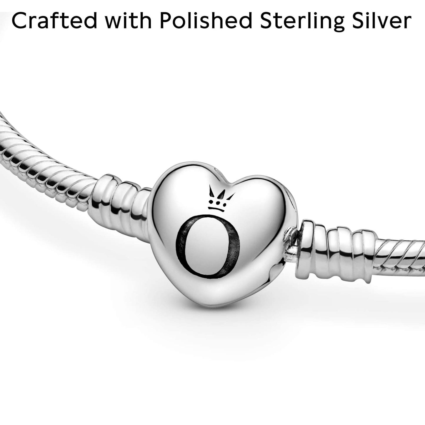 Round silver bracelet Heart Clasp Snake Chain Silver for Women 6.6/9 Inches