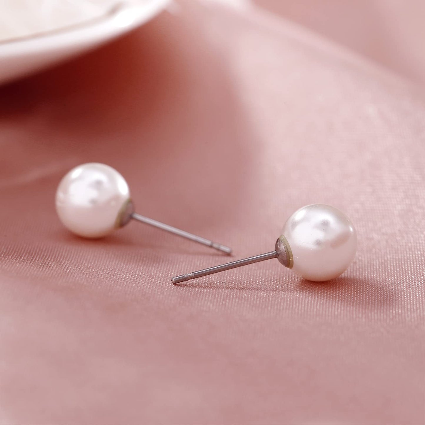 Pearl suit fashion White 8mm Faux Hand Knotted Glass Imitation Pearls Necklace Earring Jewelry 3 Set for Women and Girls