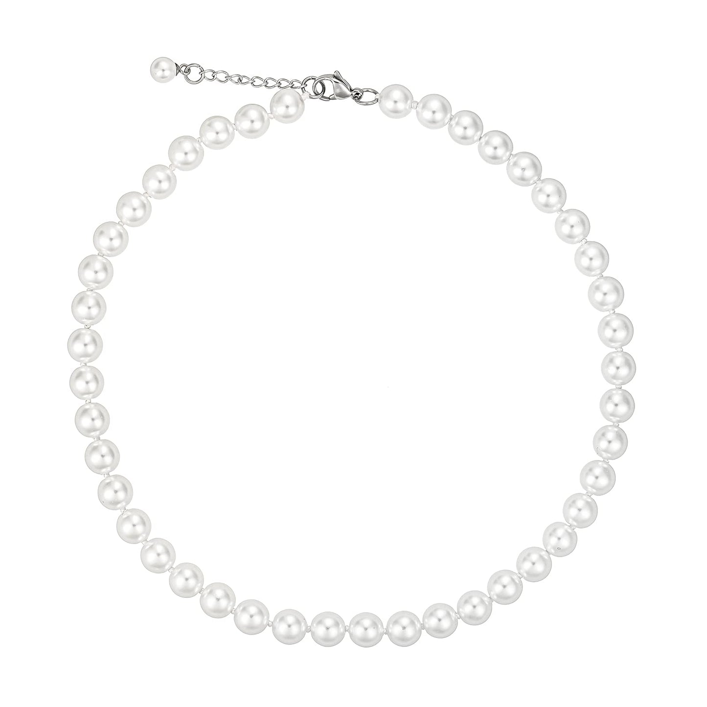 Pearl suit fashion White 8mm Faux Hand Knotted Glass Imitation Pearls Necklace Earring Jewelry 3 Set for Women and Girls