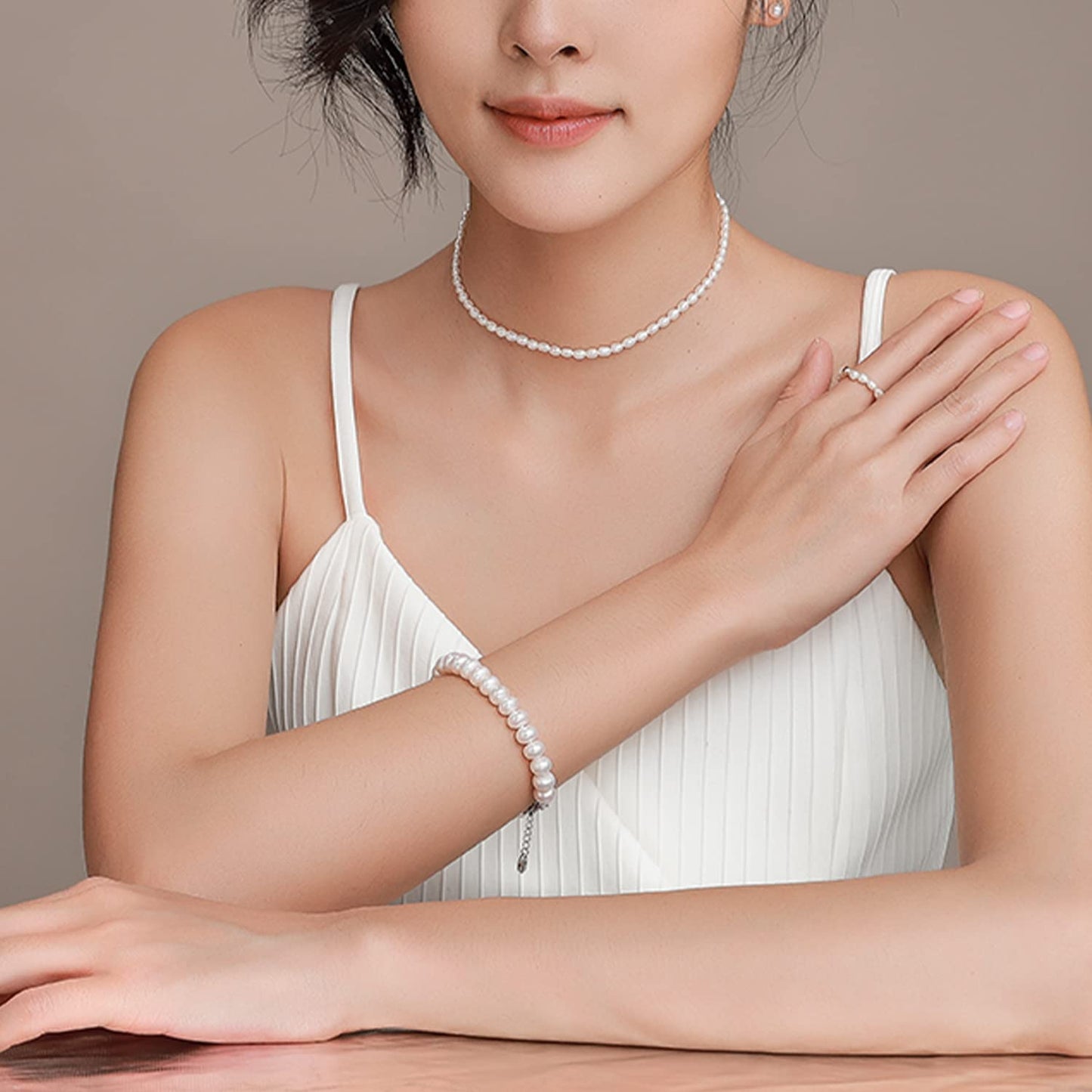 Pearl Bracelet for Women 6-7mm S925 Sterling Silver Freshwater Cultured Pearl Bracelets for Women Girl Mom 7 Inche Precious holiday gifts
