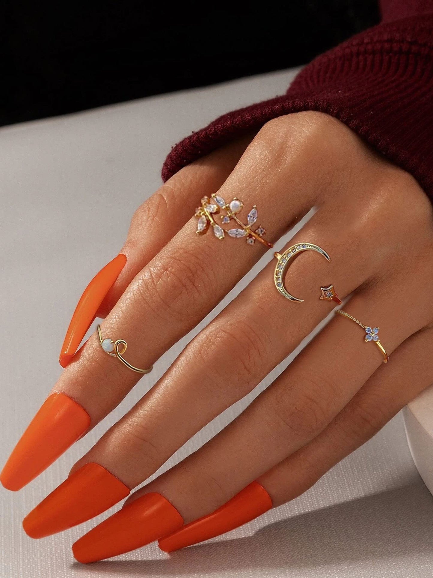 JSJOY Gold Stacking Rings for Women Butterfly Knuckle Rings Snake Rings Moon Star Rings Heart Stacking Rings for Girls