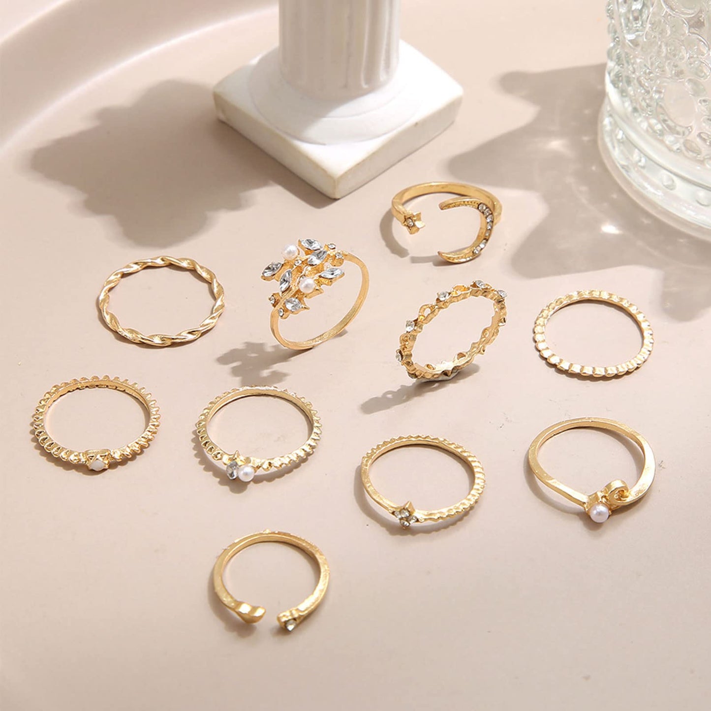 JSJOY Gold Stacking Rings for Women Butterfly Knuckle Rings Snake Rings Moon Star Rings Heart Stacking Rings for Girls