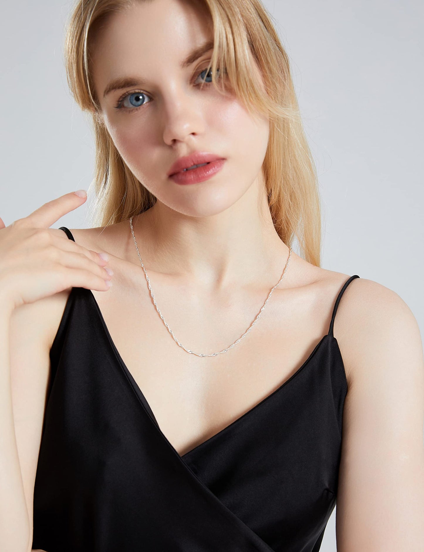 JSJOY 925 Sterling Silver Necklace Rope Chain Lobster Clasp 2.5mm Silver Chain for Women Silver Necklace Chain 16-30 Inches