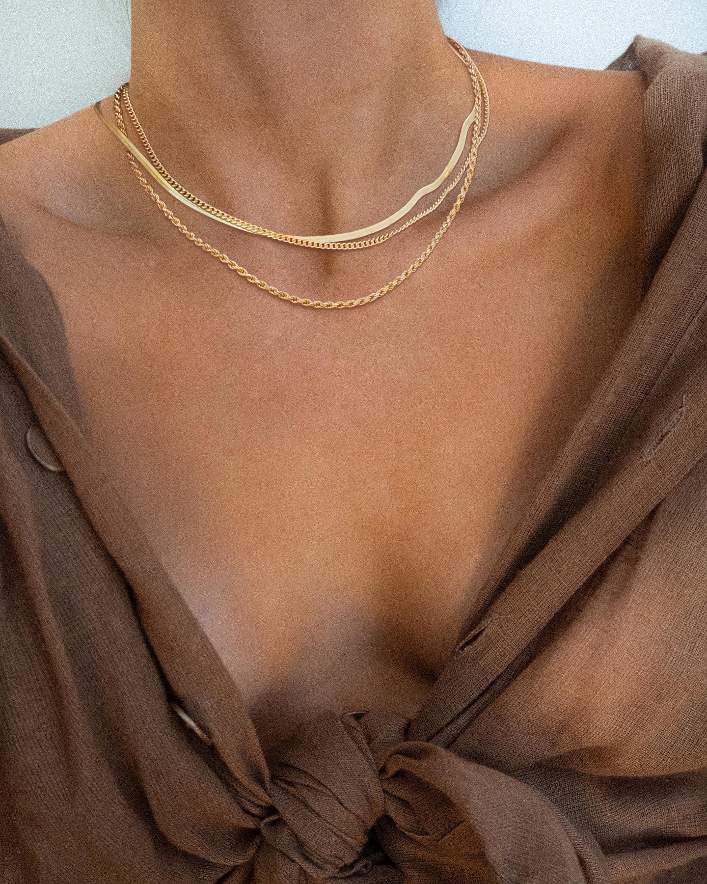 JSJOY Gold Layered Necklaces for Women Dainty Gold Necklace 14k Gold Plated Snake Gold Chain Choker NecklacesSimple Gold Jewelry Gift for Women