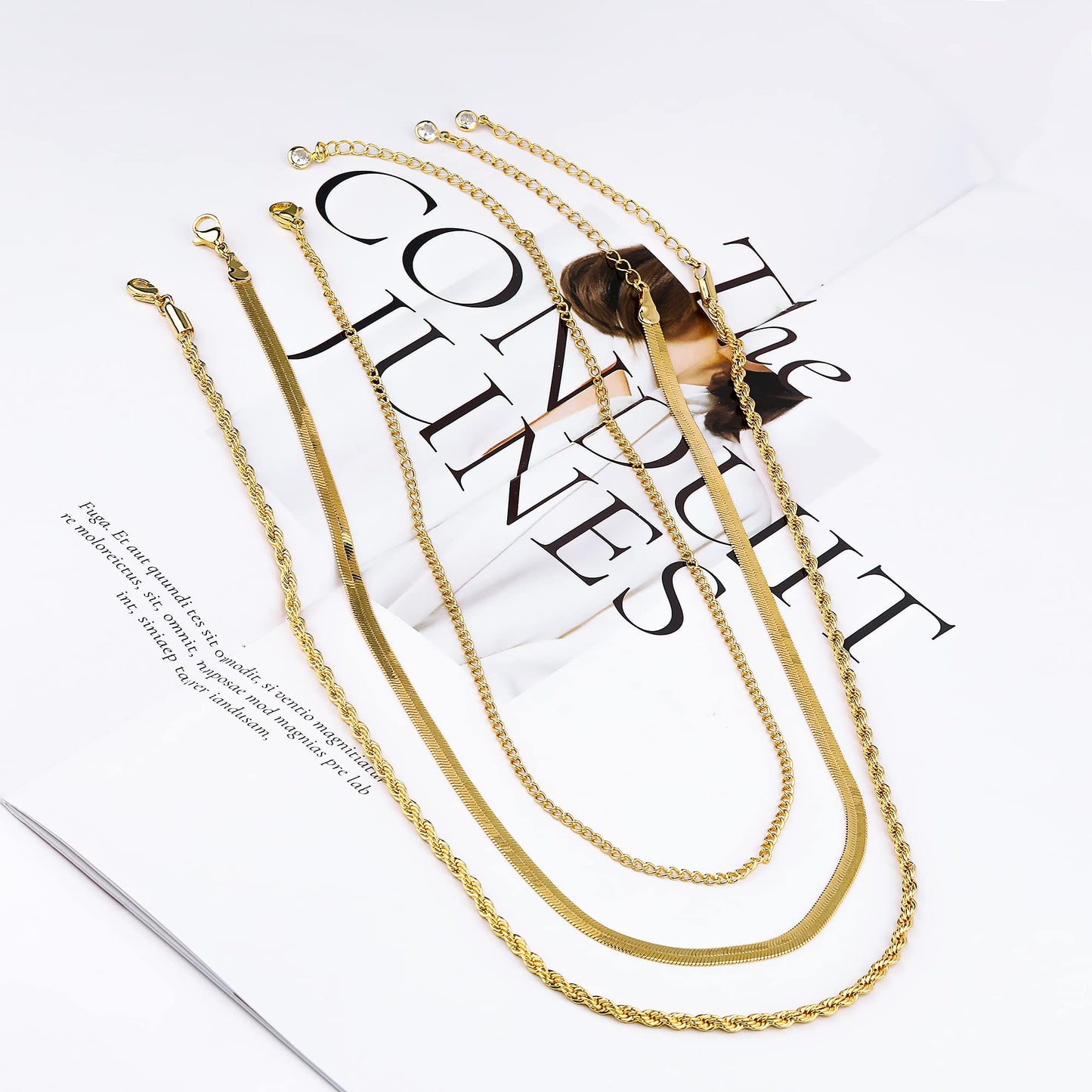 JSJOY Gold Layered Necklaces for Women Dainty Gold Necklace 14k Gold Plated Snake Gold Chain Choker NecklacesSimple Gold Jewelry Gift for Women