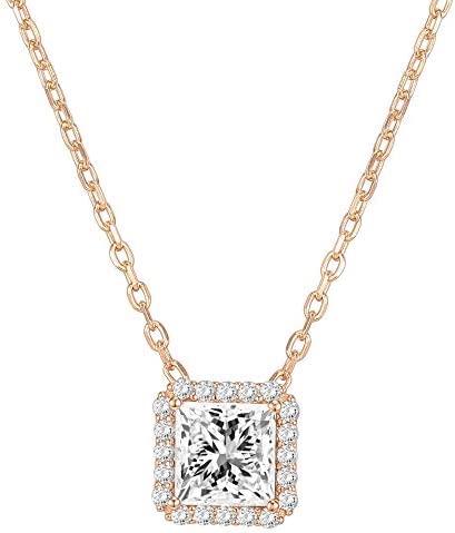 JSJOY 14K Gold Plated Post Faux Diamond Round Solitaire Pendant Halo Gold Necklace for Women