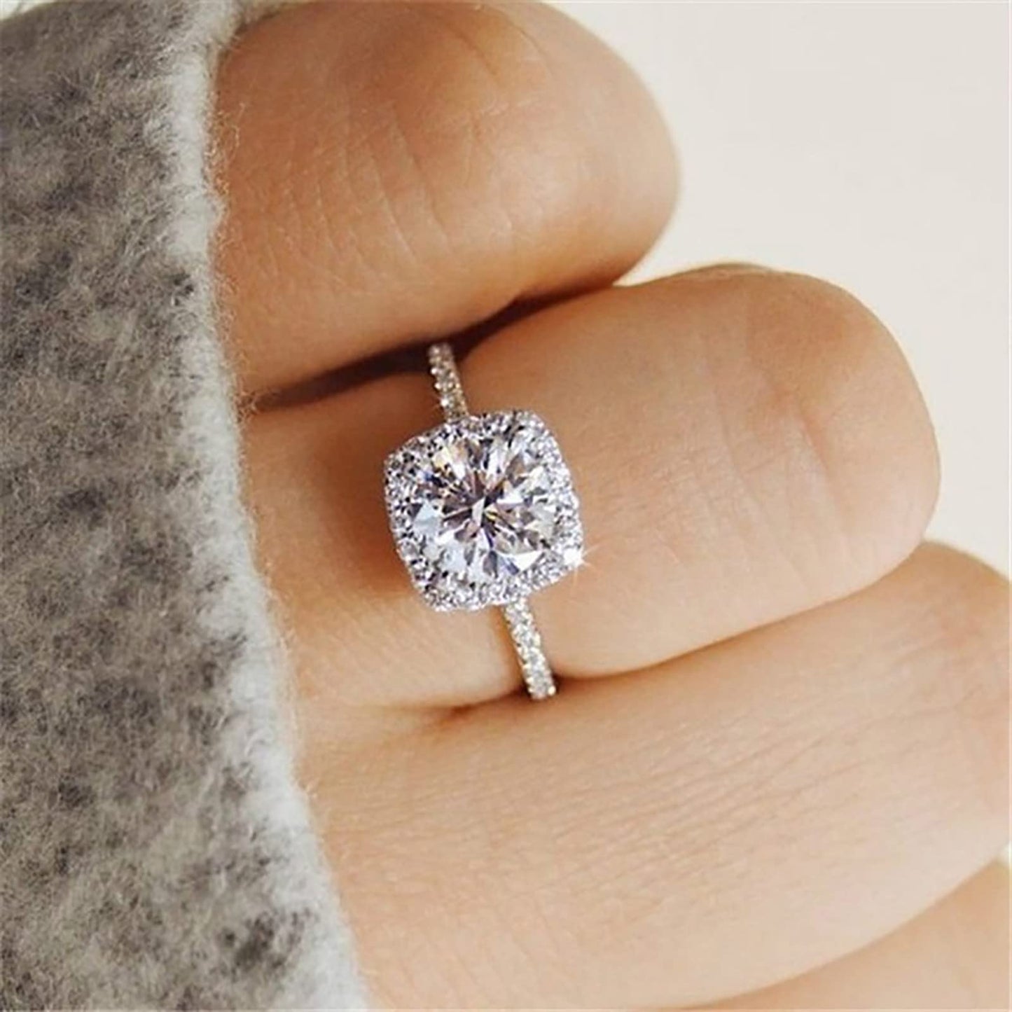 JSJOY Women Full Diamond Ring Fashion Exquisite Full Diamond Ring for Women Engagement Ring Jewelry Gifts Women Full Diamond Ring