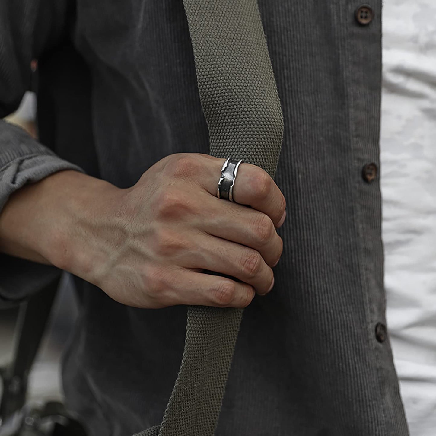 JSJOY 8Pcs Vintage Rings for Men Cool Adjustable Angel Wings Ring Goth Punk Open Ring Set