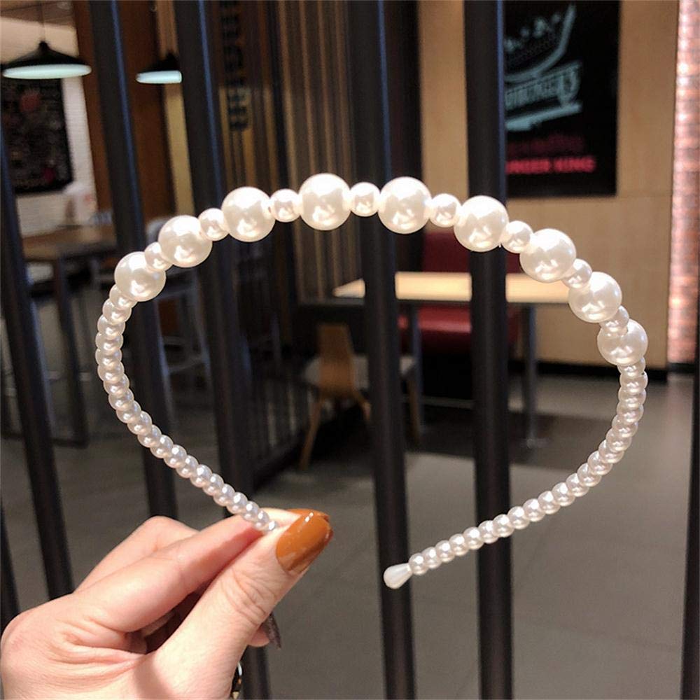 Pearl Hairbands 3pcs White Faux Pearl Hairbands Bridal Hair Hoop Wedding Hair Accessories Pearl Headbands for Women Girls