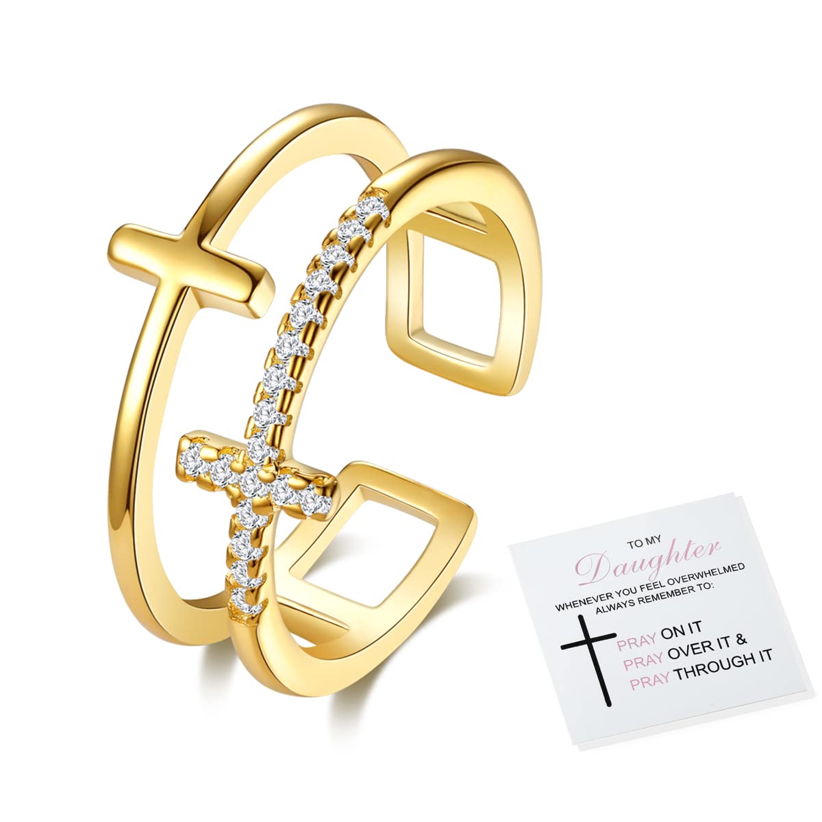 To My Daughter Fidget Ring for Anxiety Adjustable Stacking RING Fidget Rings for Anxiety for Women Anxiety Relief Rainbow Fidget Ring Jewelry Gifts