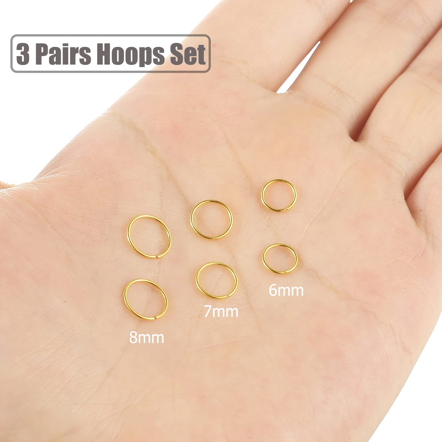 JSJOY 3 Pairs 14K Gold Filled Sterling Silver Small Hoop Earrings for Women Tiny Cartilage Hoop Earring Helix Tragus Piercing Jewelry 22G Nose Rings Hoops for Girls