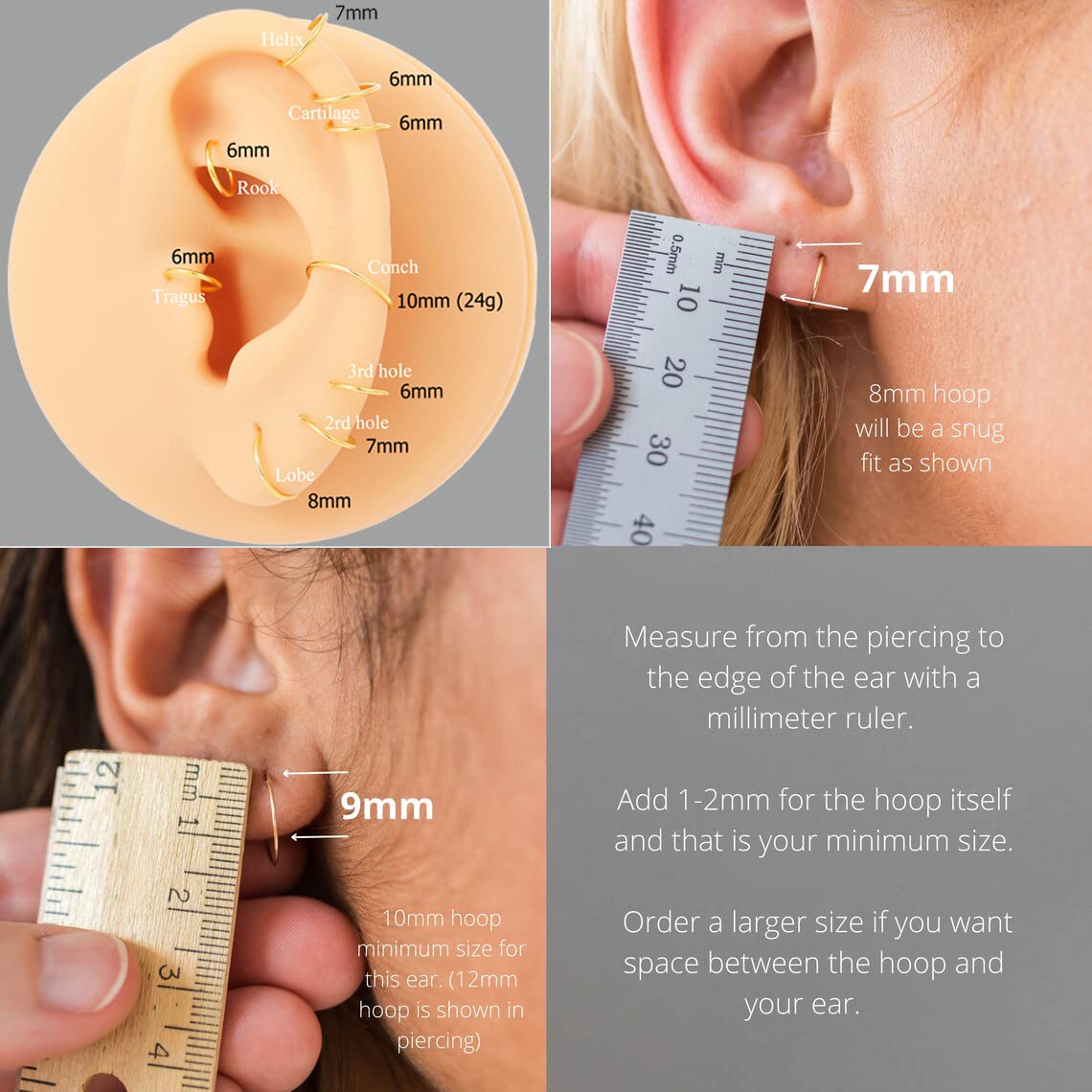 JSJOY 3 Pairs 14K Gold Filled Sterling Silver Small Hoop Earrings for Women Tiny Cartilage Hoop Earring Helix Tragus Piercing Jewelry 22G Nose Rings Hoops for Girls