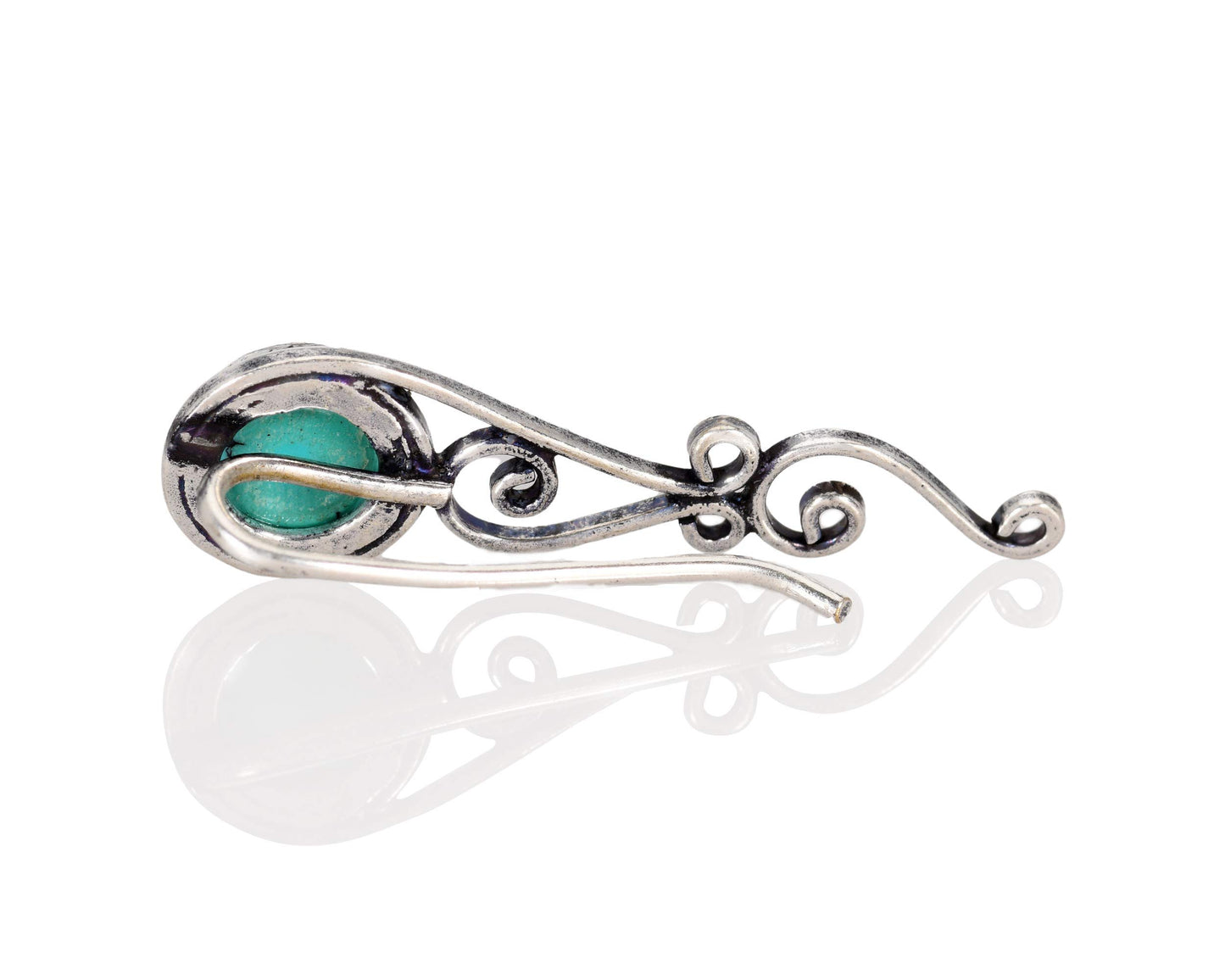Turquoise Ear Climbers Silver Crawlers Earrings Pair of Celtic Knots Ear Crawlers Light Blue Sweep Bohemian Ethnic Tribal Jewelry for Women Turquoise Ear Crawlers