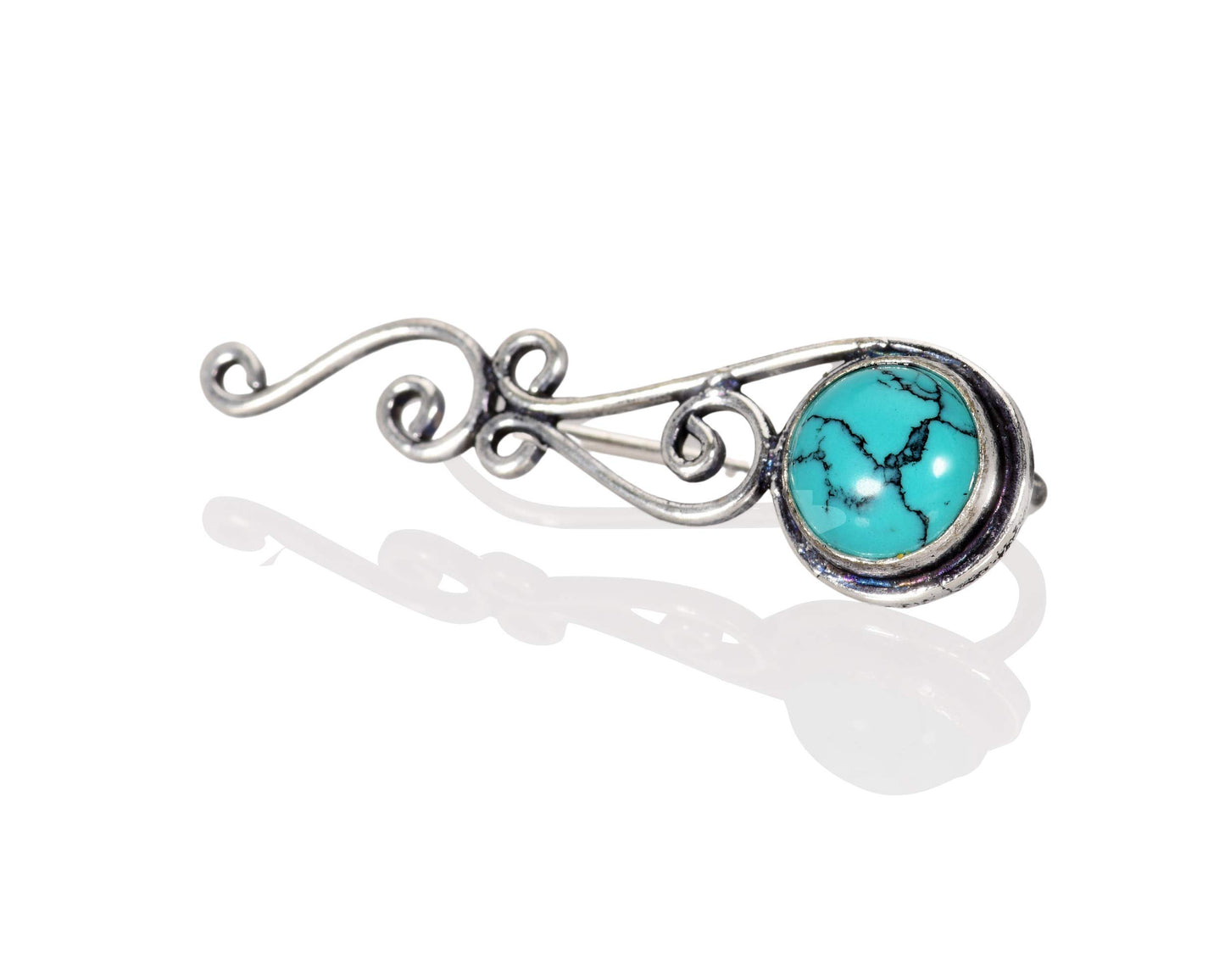 Turquoise Ear Climbers Silver Crawlers Earrings Pair of Celtic Knots Ear Crawlers Light Blue Sweep Bohemian Ethnic Tribal Jewelry for Women Turquoise Ear Crawlers
