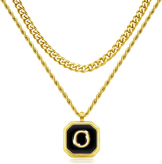 JSJOY Layered Initial Necklaces for Men