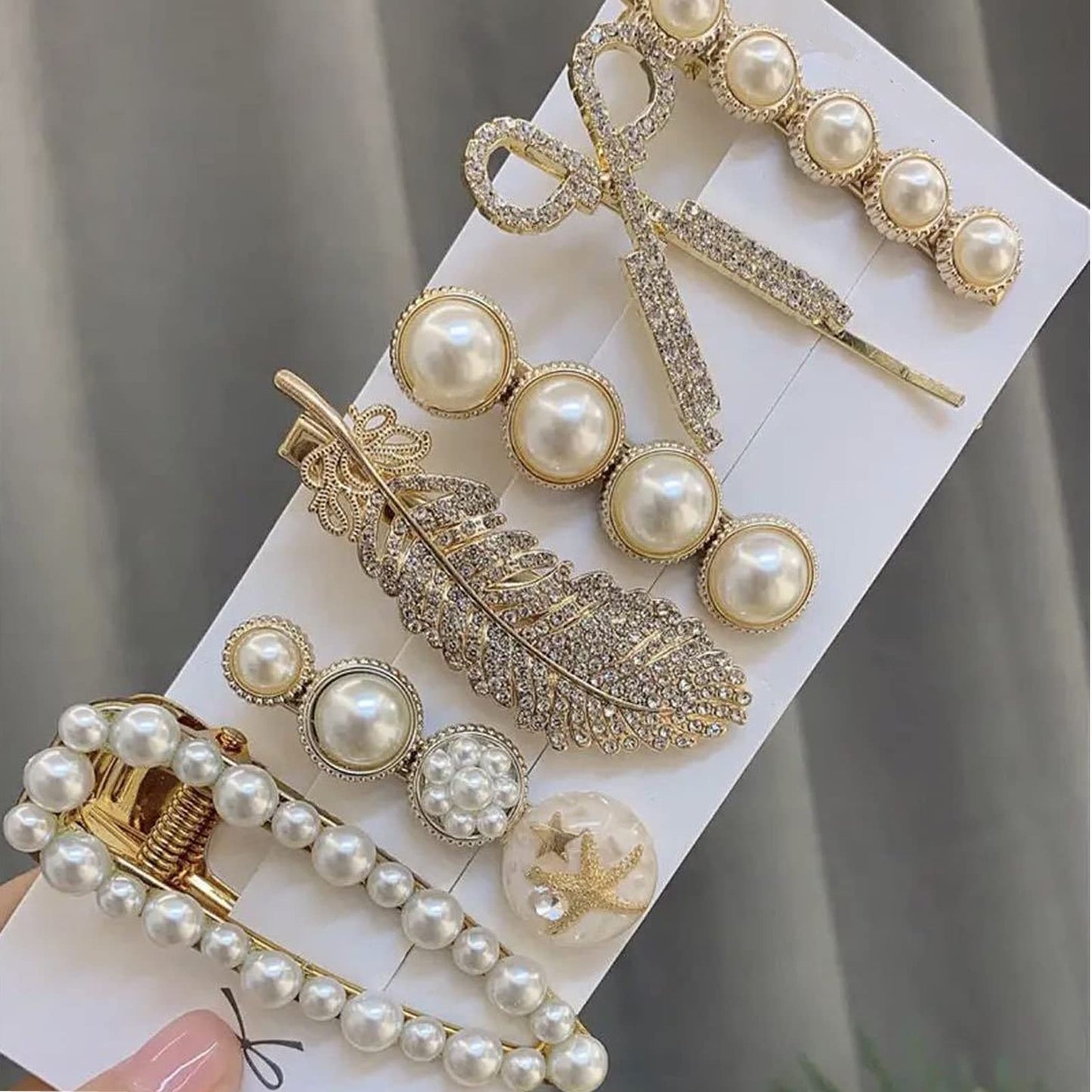 JSJOY Pearl Hair Clips, Metal Hair Barrettes, Hair Clips Pins Hairpins Hair Accessories Birthday Business Christmas Gift for Women Girls Girlfriend Ladies Long Short Hair Elegant(6 PCS )