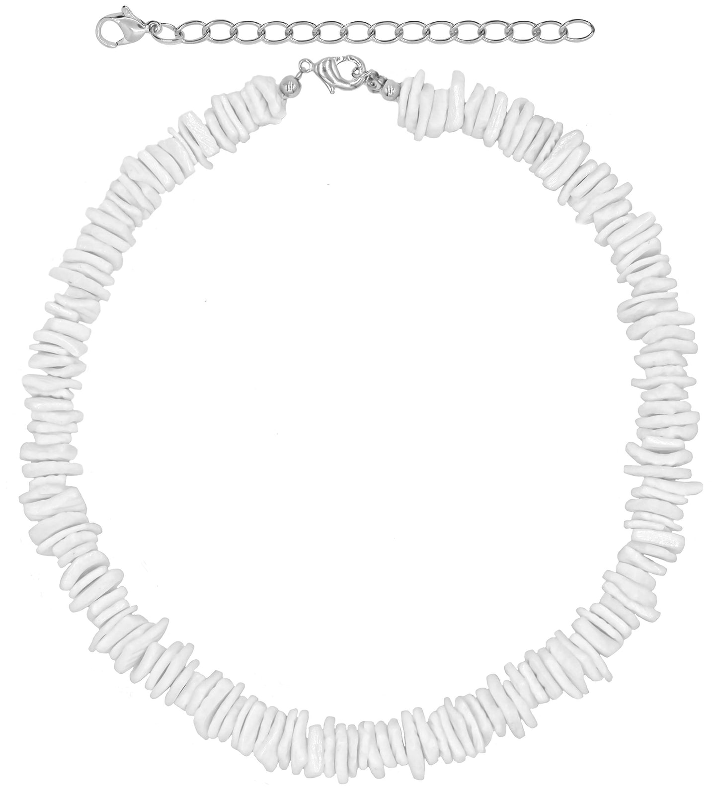 JSJOY White Puka Shell Necklace Hawaiian Seashell Necklace for Men Girl Beach Necklaces for Women Beachy Beaded Summer Pooka Choker Heishi Clam Chips Surfer Jewelry