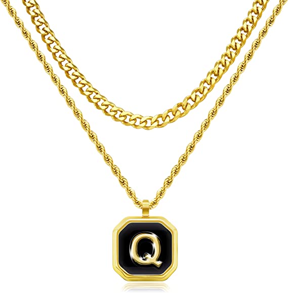 JSJOY Layered Initial Necklaces for Men