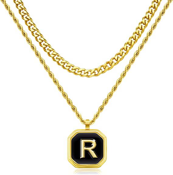 JSJOY Layered Initial Necklaces for Men