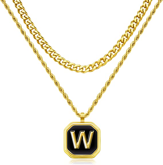 JSJOY Layered Initial Necklaces for Men