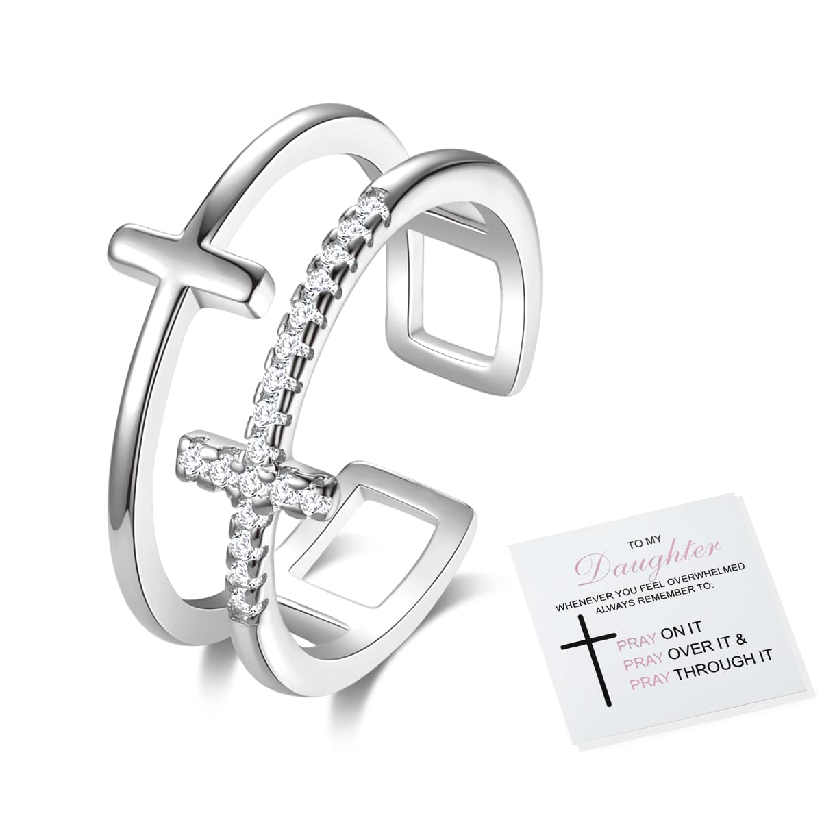 To My Daughter Fidget Ring for Anxiety Adjustable Stacking RING Fidget Rings for Anxiety for Women Anxiety Relief Rainbow Fidget Ring Jewelry Gifts