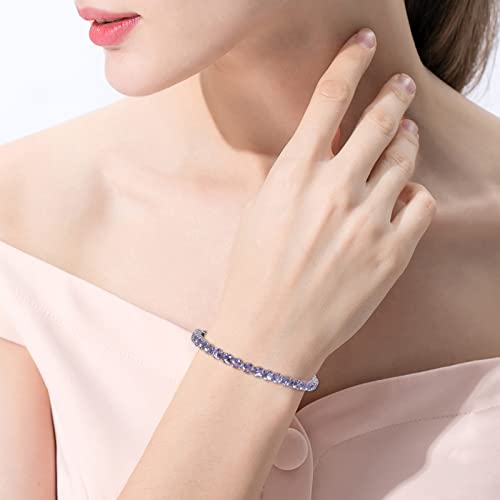 JSJOY Adjustable Tennis Bracelets for Women Teen Girls Rainbow Cubic Zirconia Bracelet 14K White Gold Plated Hypoallergenic Slider Bracelet Jewelry Gift