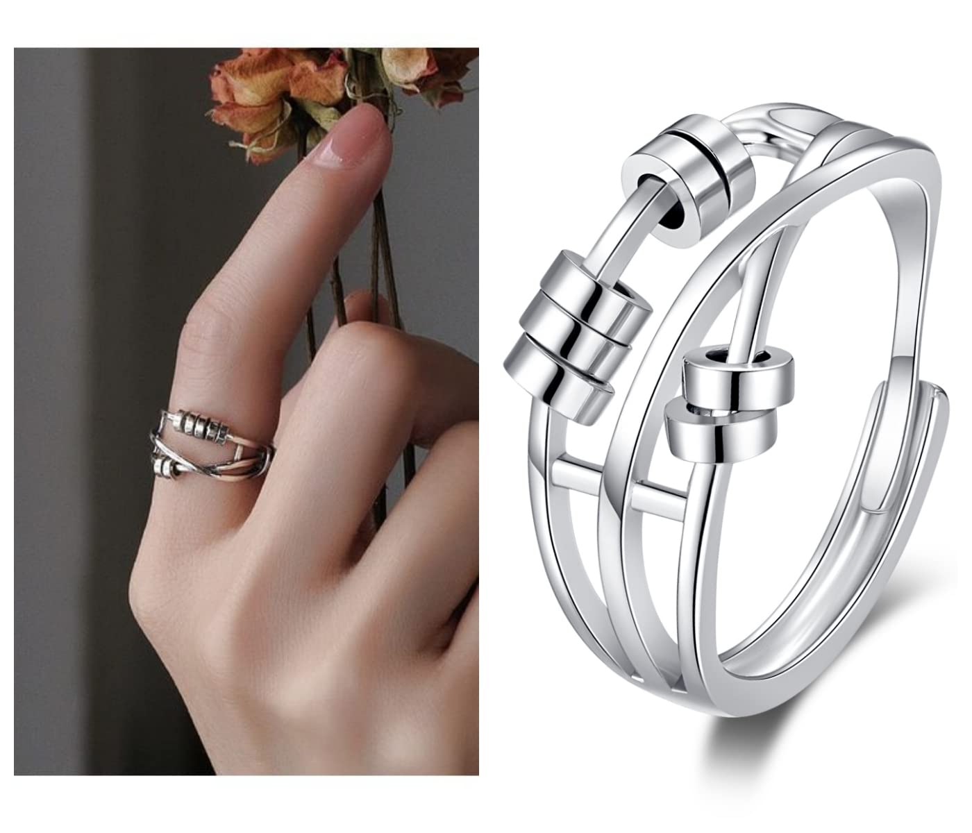 To My Daughter Fidget Ring for Anxiety Adjustable Stacking RING Fidget Rings for Anxiety for Women Anxiety Relief Rainbow Fidget Ring Jewelry Gifts