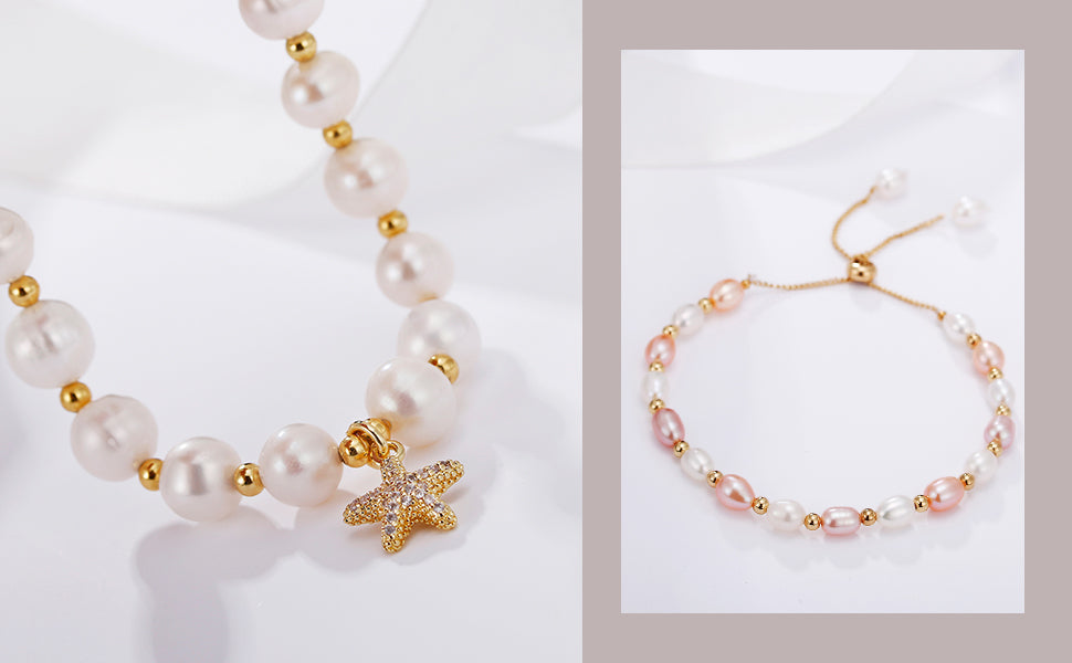 Freshwater Cultured Pearl Bracelet for Women Fashion pearl Pearl Stretch Bracelet Pearl Cuff Bangle Pearl Sliding Bolo Bracelet