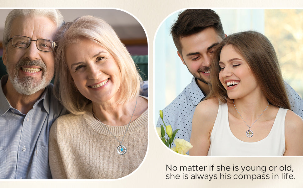 S925 Compass Jewelry Women Wedding Anniversary Necklace Gift for Wife Sterling Silver Girlfriend Birthday Gifts for Her Girls Necklaces for Ideas I'd be Lost without You Jewel