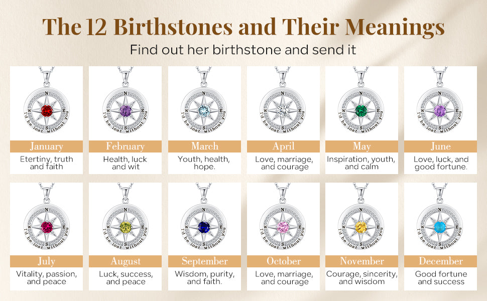 S925 Compass Jewelry Women Wedding Anniversary Necklace Gift for Wife Sterling Silver Girlfriend Birthday Gifts for Her Girls Necklaces for Ideas I'd be Lost without You Jewel
