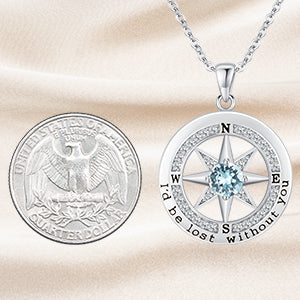 S925 Compass Jewelry Women Wedding Anniversary Necklace Gift for Wife Sterling Silver Girlfriend Birthday Gifts for Her Girls Necklaces for Ideas I'd be Lost without You Jewel